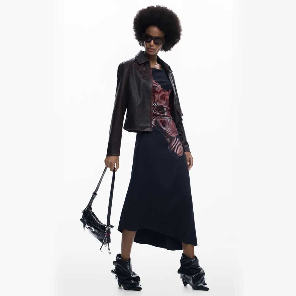 Desigual gebreide midi jurk zwart, foto 4