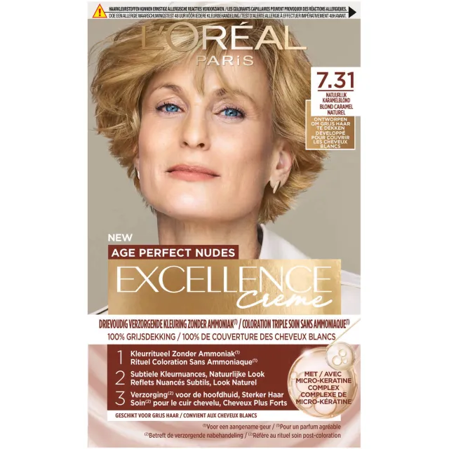 L'oréal Excellence Crème Age Perfect Nudes haarverf 7.31 karamelblond