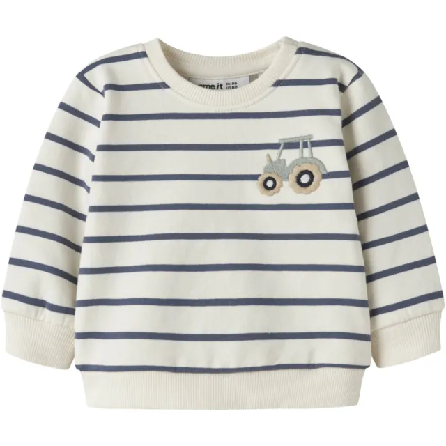 NAME IT BABY regular fit gestreepte sweater met borduursels - ecru Offwhite/blauw