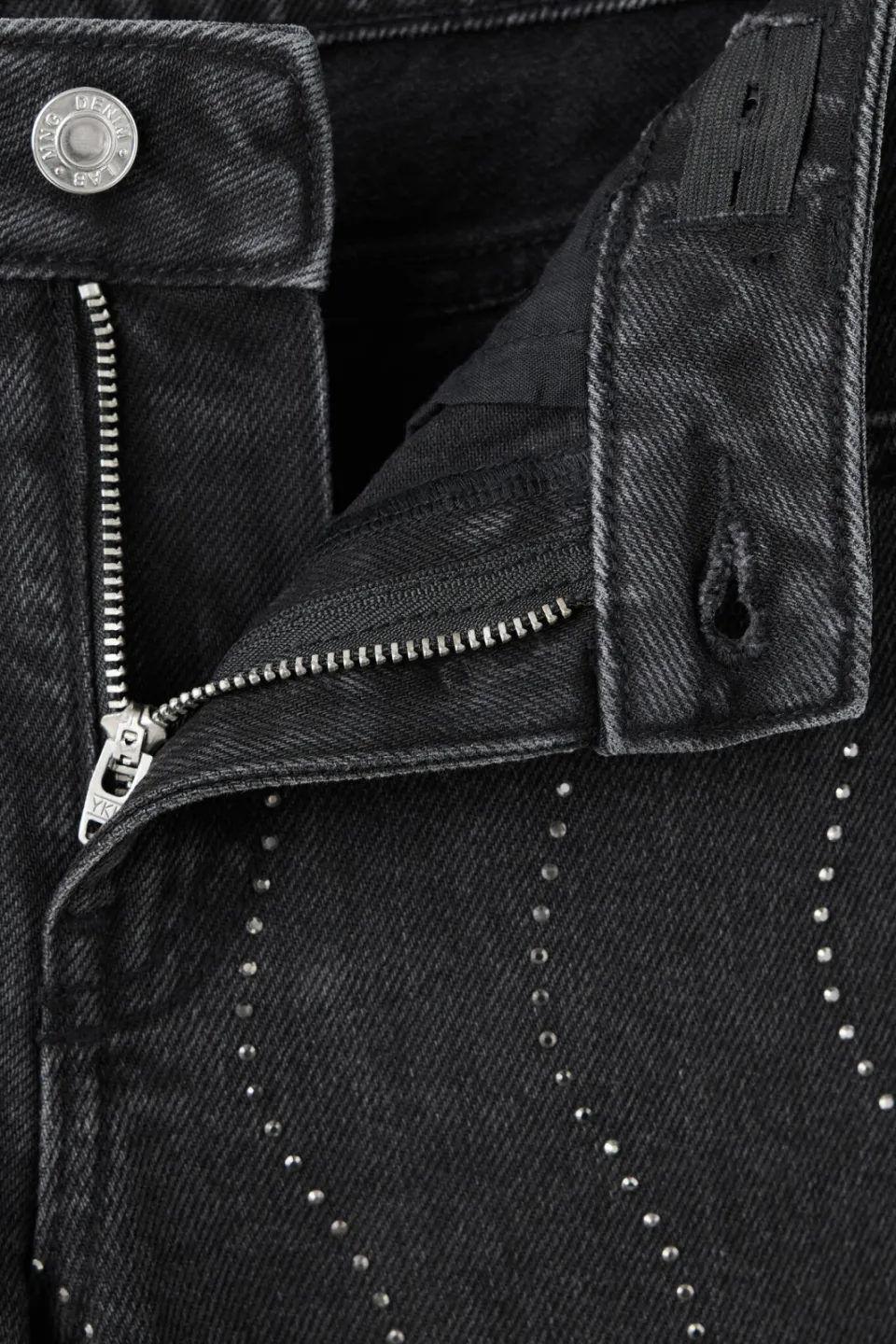 Mango Kids wide leg jeans met strass-steentjes - grijs, foto 4