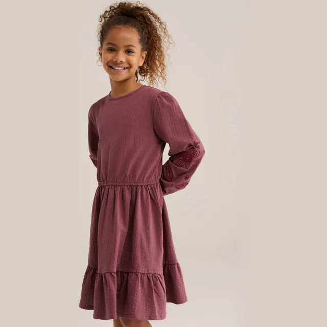 WE Fashion korte jurk met borduursels oudroze