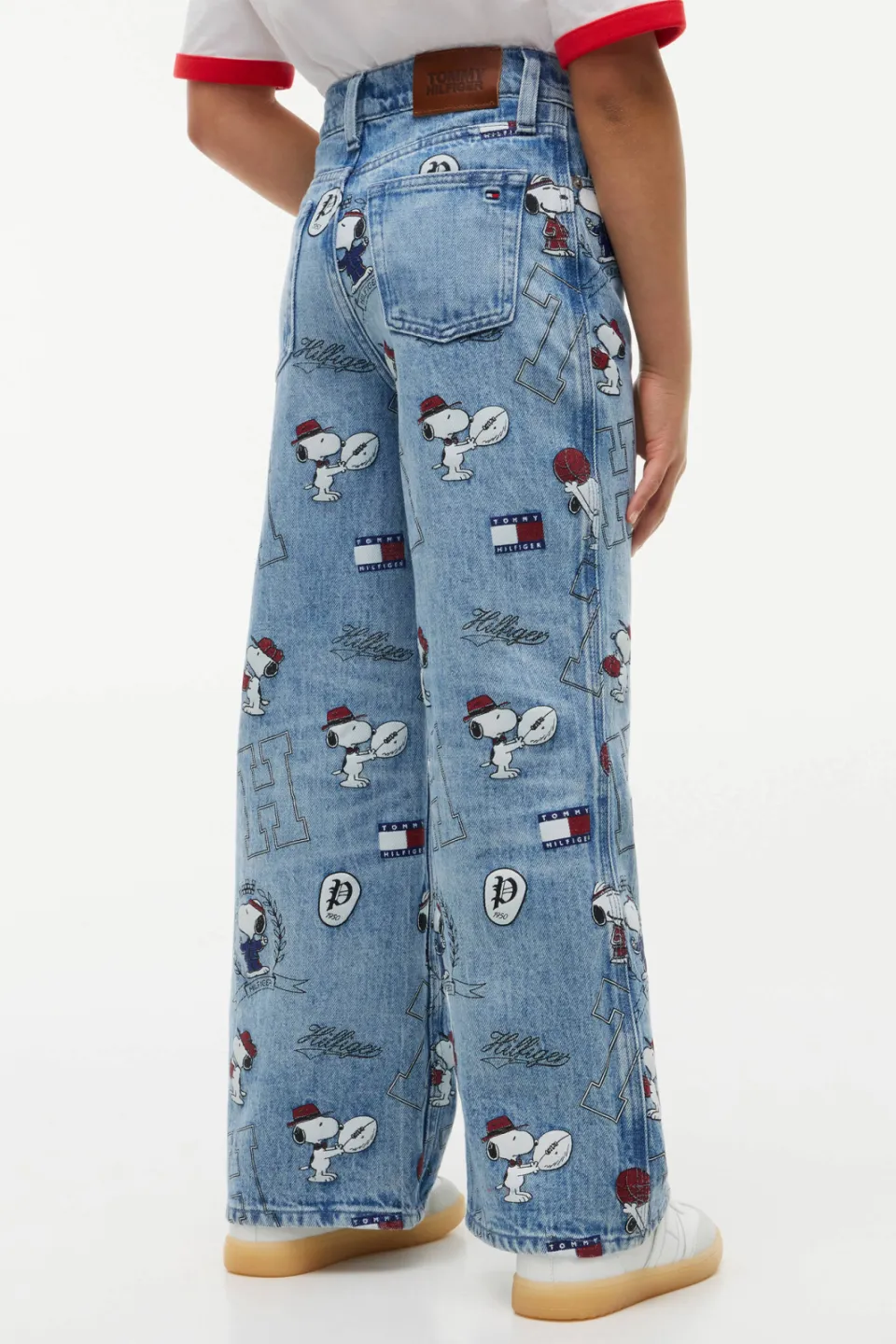 Tommy Hilfiger x Peanuts Snoopy Mabel wide leg jeans met print - lichtblauw denim, foto 4