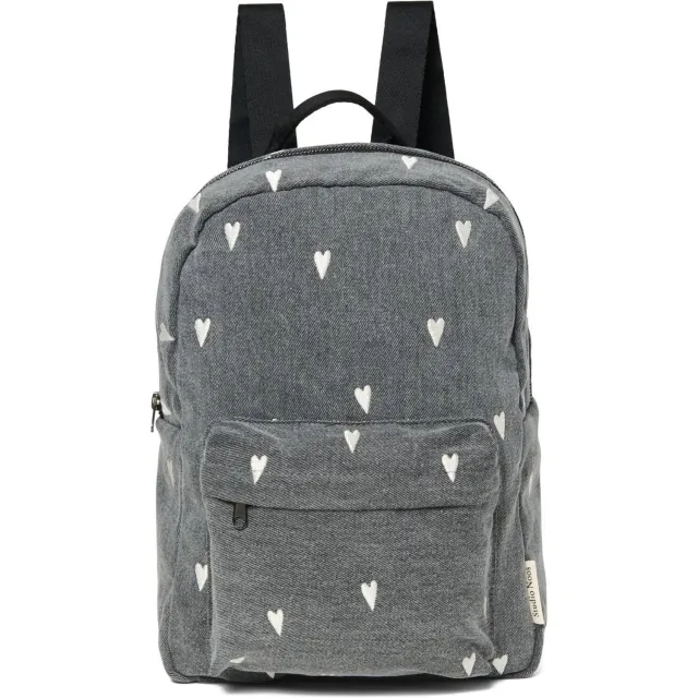 Studio Noos Denim Hearts kinderrugzak grijs