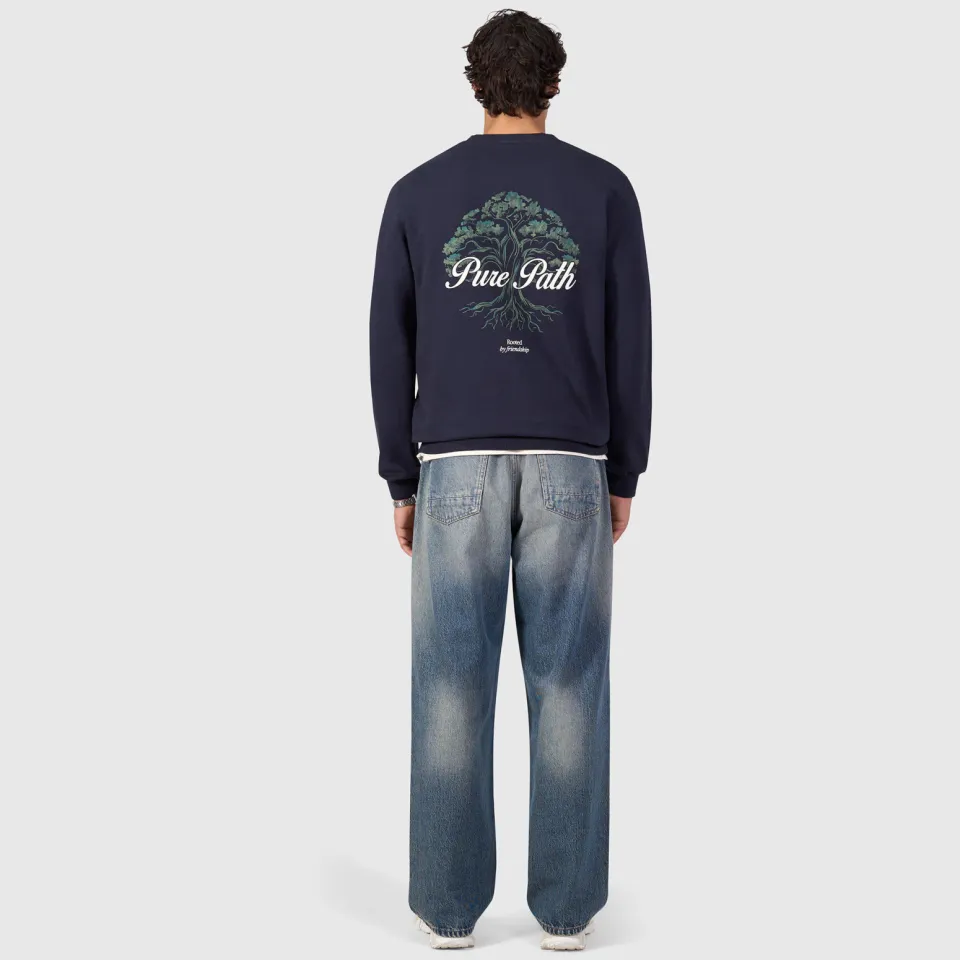 Pure Path katoenen regular fit trui met backprint - donkerblauw, foto 3