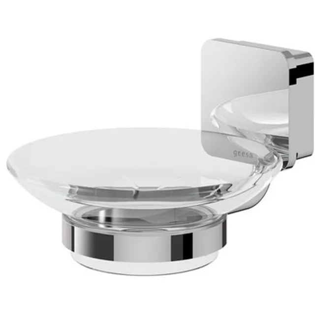 Geesa Zeephouder Geesa Topaz Glas Met Muurbeugel Chroom Wit Chroom