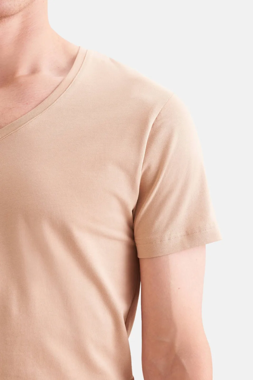 Seidensticker slim fit T-shirt beige, foto 5