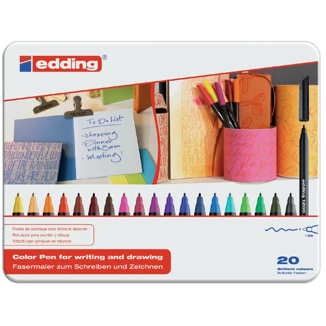 Edding Fineliner edding 1200 fijn assorti blik Stuks
