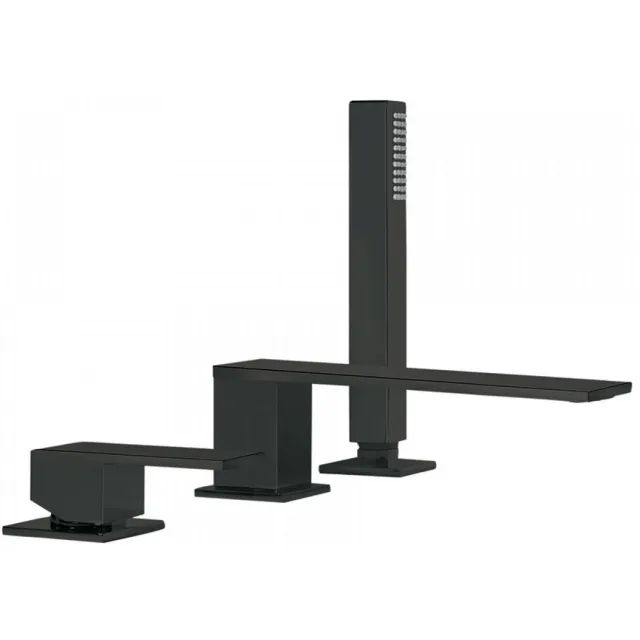 Tres Badrand Mengkraan Tres Cuadro met Handdouche 18x6.2 cm Vierkant Mat Zwart