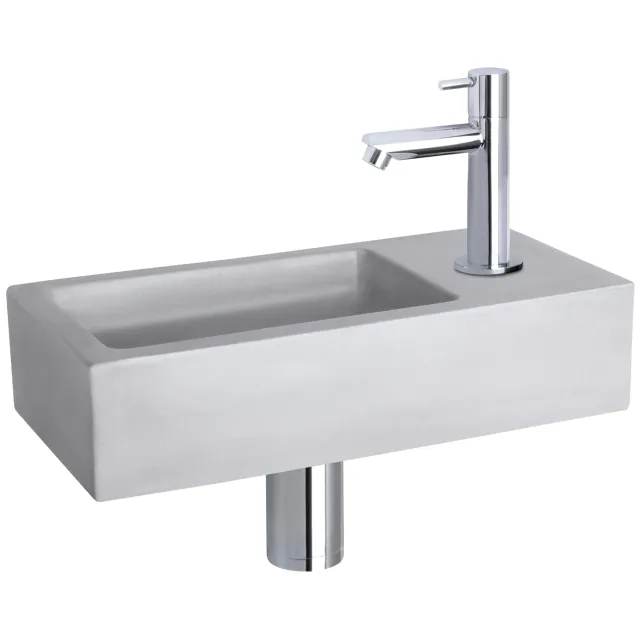 Differnz Fonteinset Differnz Ravo Beton 38.5x18.5x9 cm Licht Grijs Met Rechte Chroom