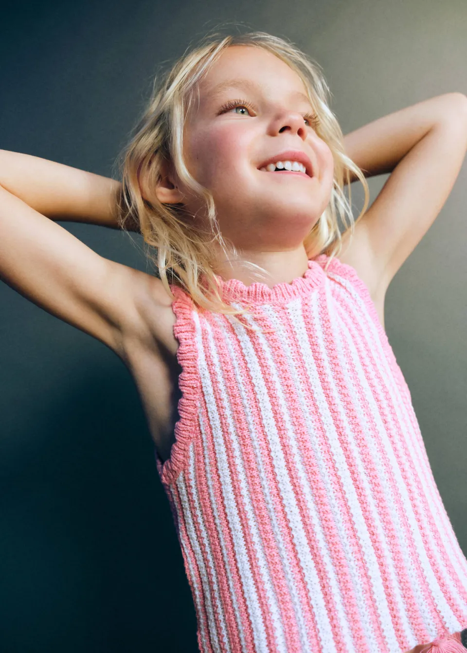 Mango Kids gestreepte gebreide top roze, foto 4