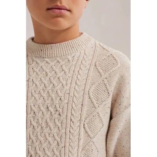 WE Fashion katoenen kabeltrui - beige, foto 4