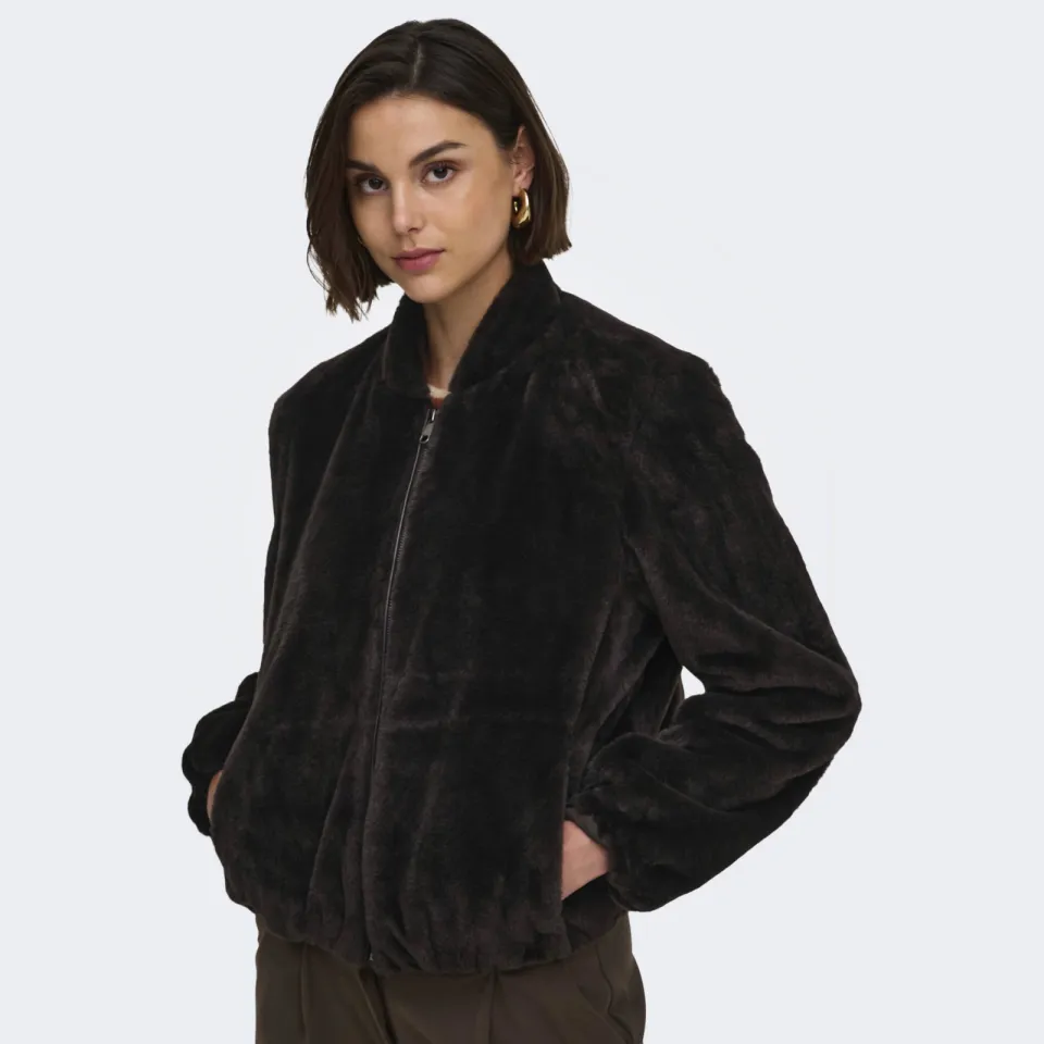 JDY faux fur jas - bruin, foto 4