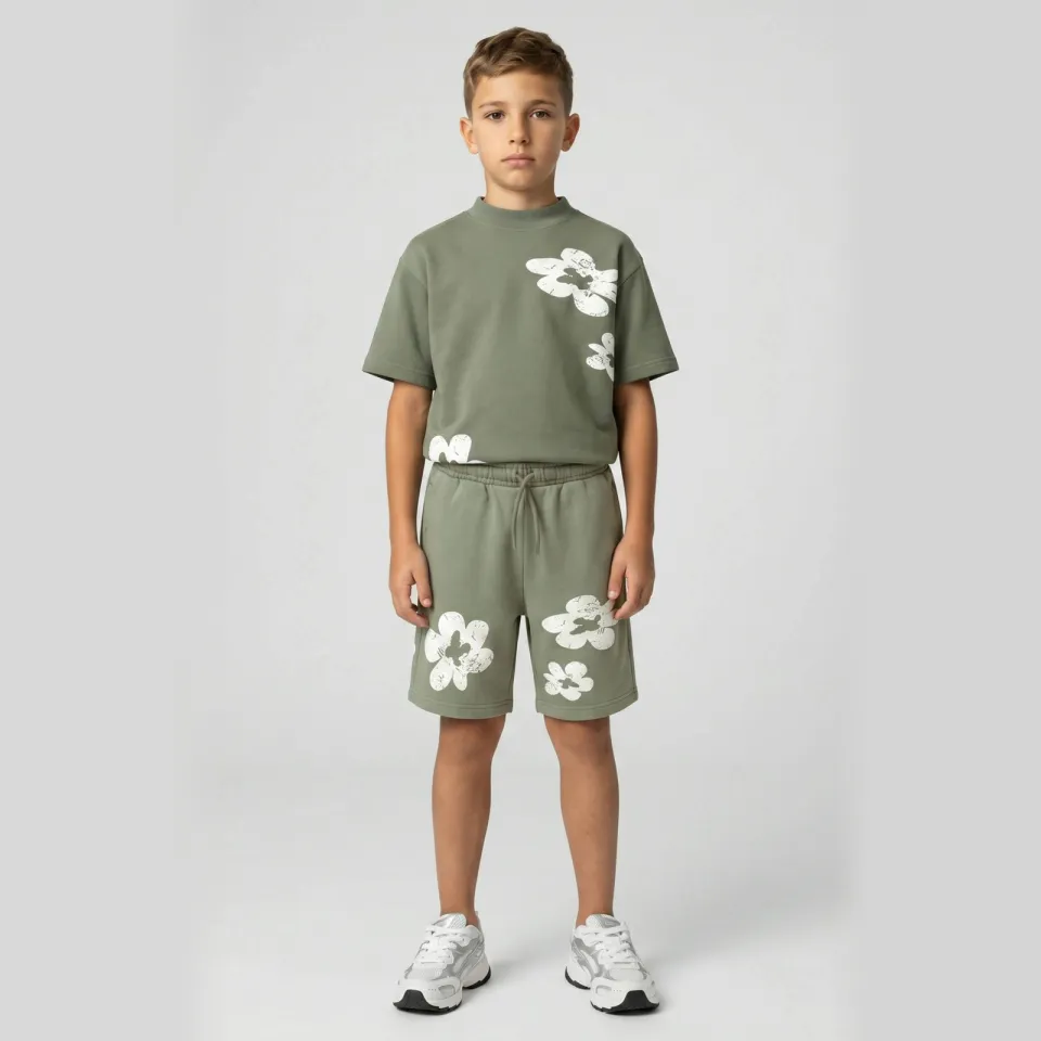 Cars gebloemde sweatshort mosgroen