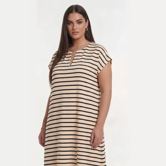 Yoek jurk gestreept beige, foto 3