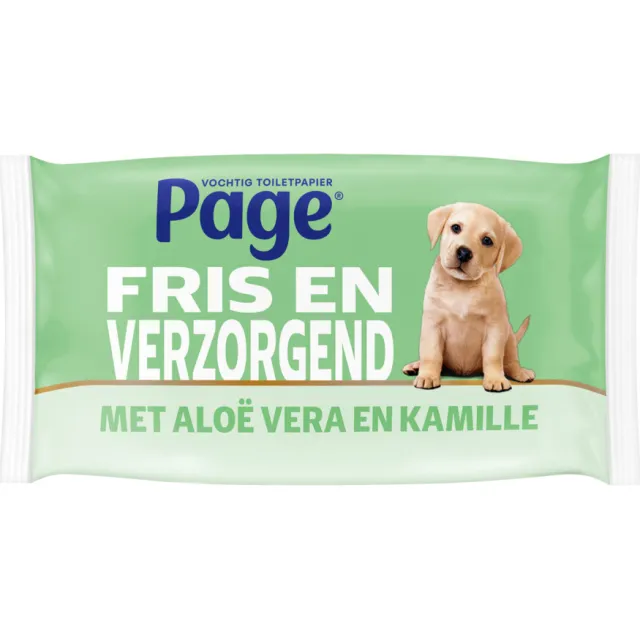 Page vochtig toiletpapier Fris en Verzorgend aloë vera en kamille