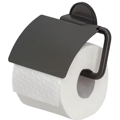 Tiger Toiletrolhouder Tune - Rvs - Met Klep - Zwart Metaal Geborsteld/zwart