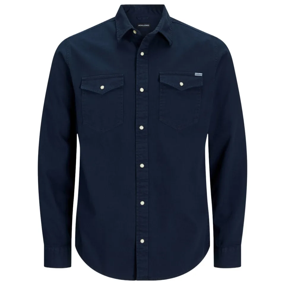 Jack & Jones ESSENTIALS regular casual overhemd donkerblauw dark navy, foto 3