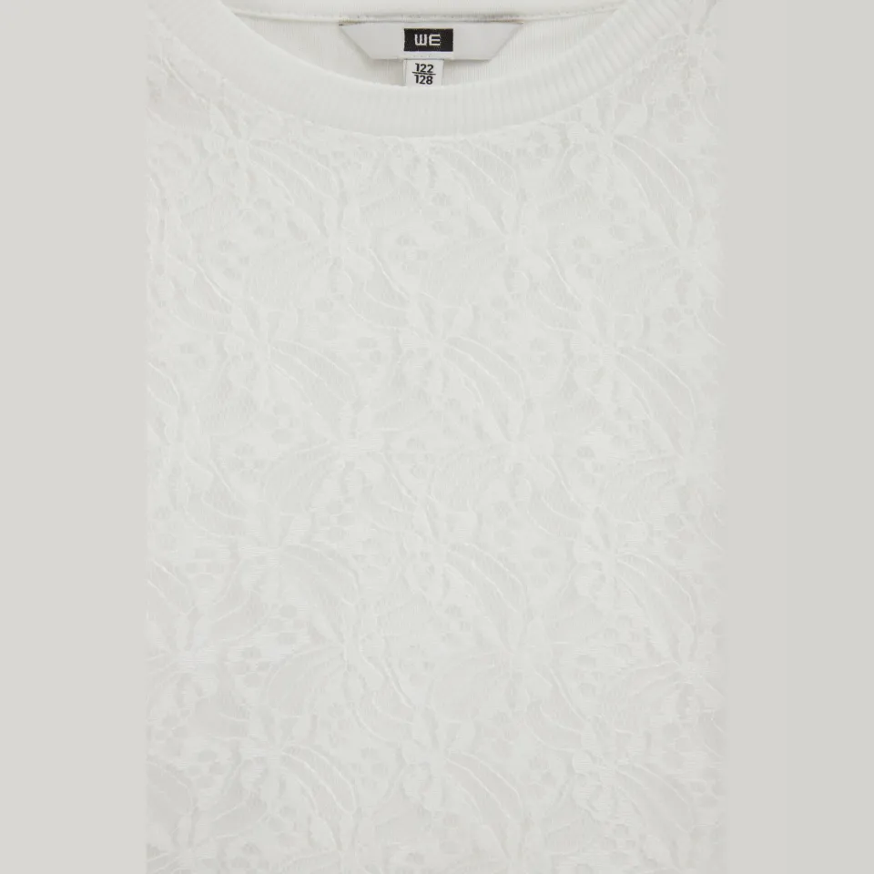 WE Fashion oversized gestreepte semi-transparante T-shirt met tekst wit, foto 5