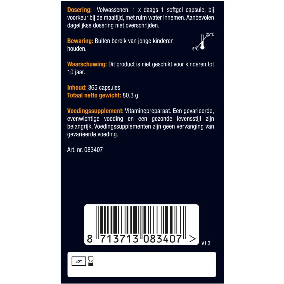 Lucovitaal Vitamine D3 75mcg Forte 365 capsules, foto 4