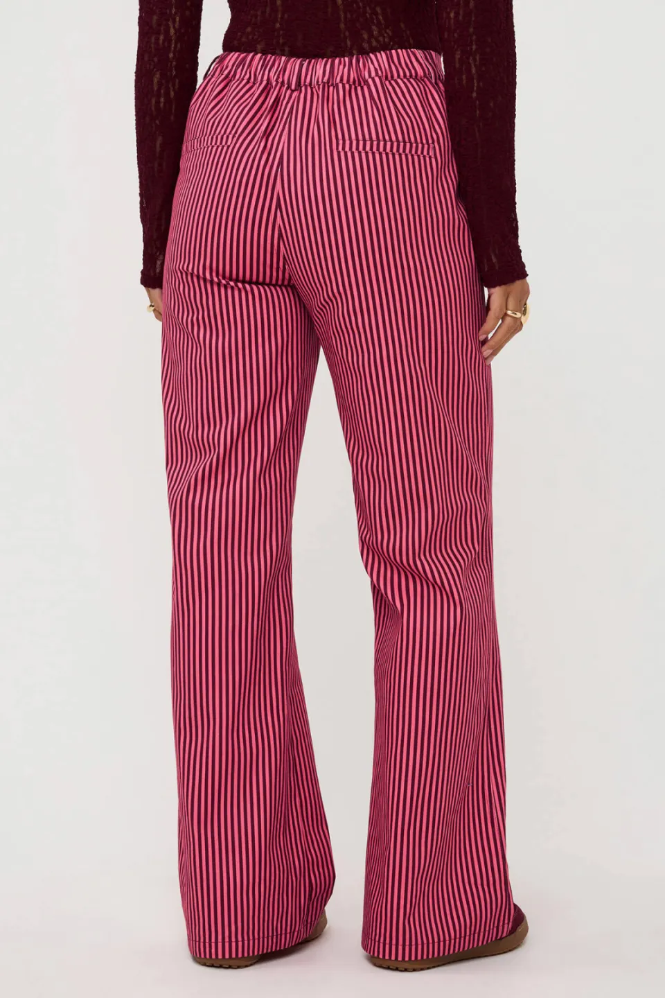 Ydence denim regular waist gestreepte broek roze, foto 6