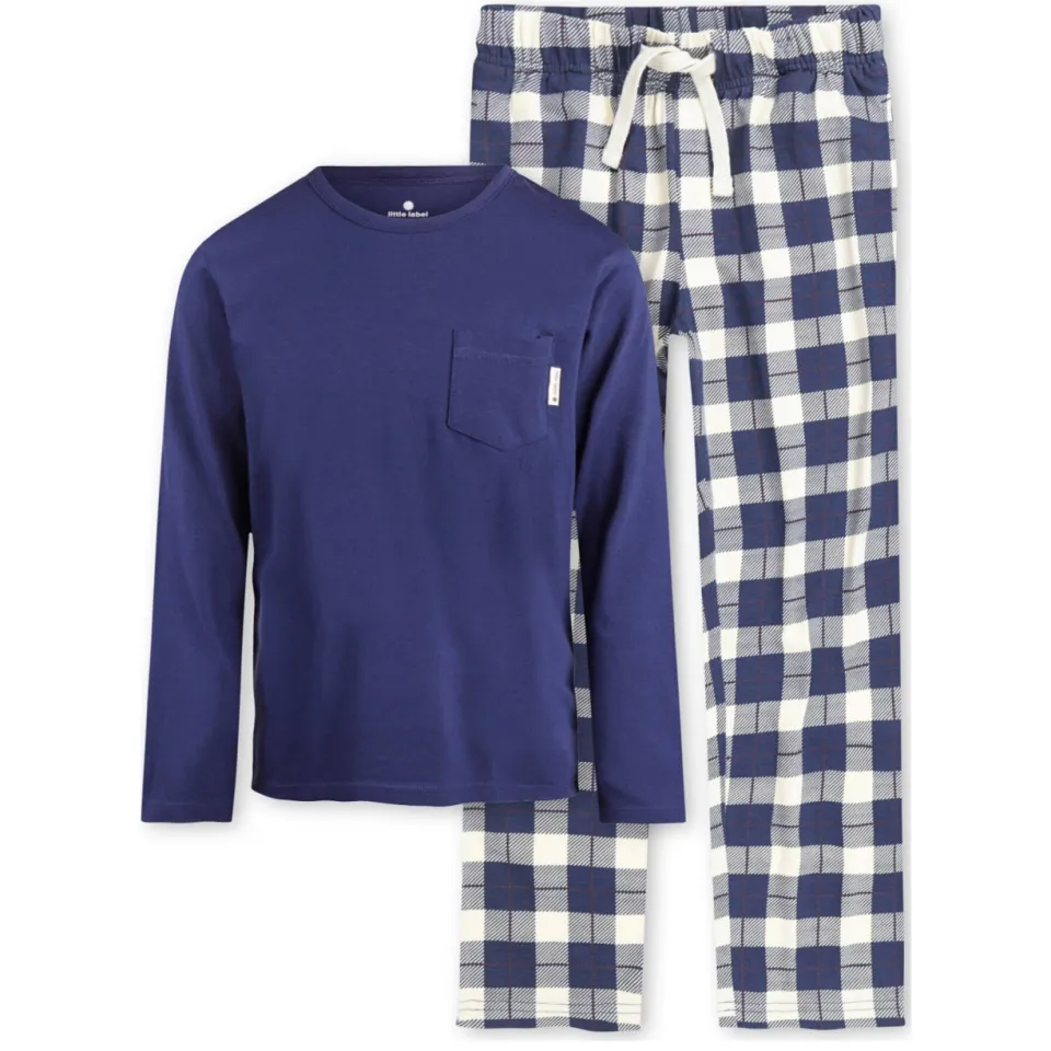 Little Label pyjama met geruite broek donkerblauw donkerblauw/wit, foto 2