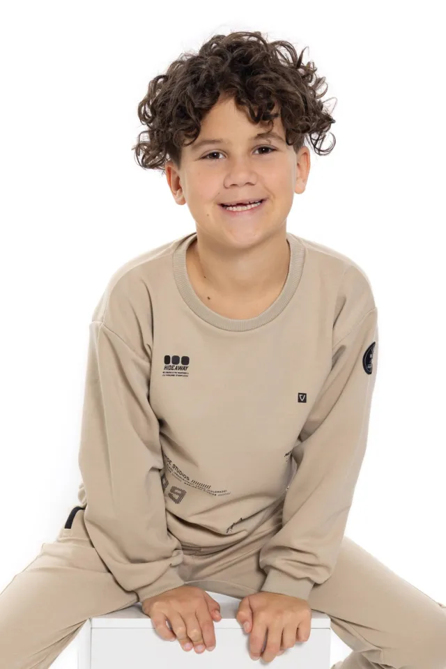 No Way Monday rechtvallende sweater met print - beige