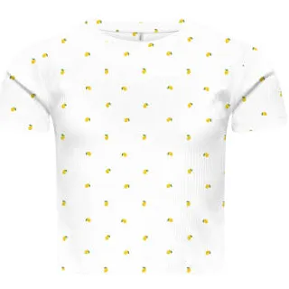 Only KOGBELLA T-shirt wit met gele print Wit/geel