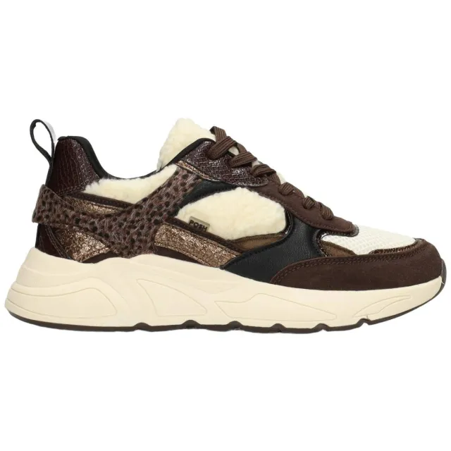 POSH by Poelman Caro chunky suède sneakers - bruin/ecru