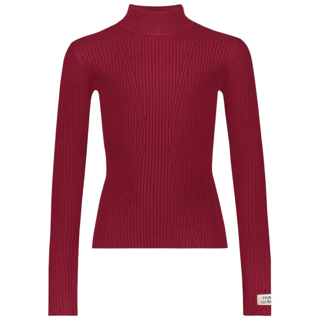 Frankie&Liberty aansluitende longsleeve met col rood