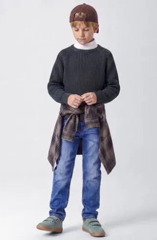 NAME IT KIDS rechtvallende gebreide trui - donkerblauw, foto 3
