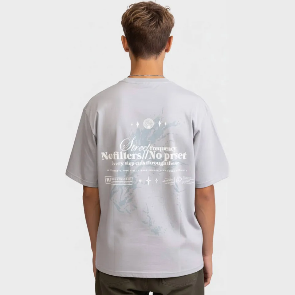 Redefined Rebel T-shirt met backprint lichtgrijs, foto 3