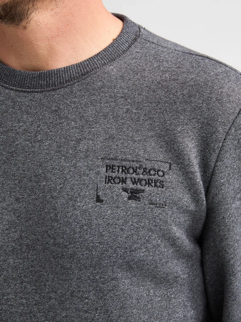 Petrol Industries regular fit sweater met borduursels - grijs, foto 5