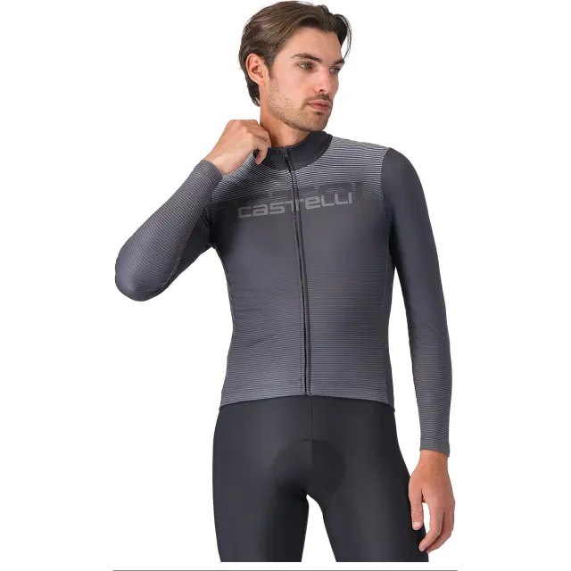 Castelli Apice Thermal fietsshirt lange mouwen grijs