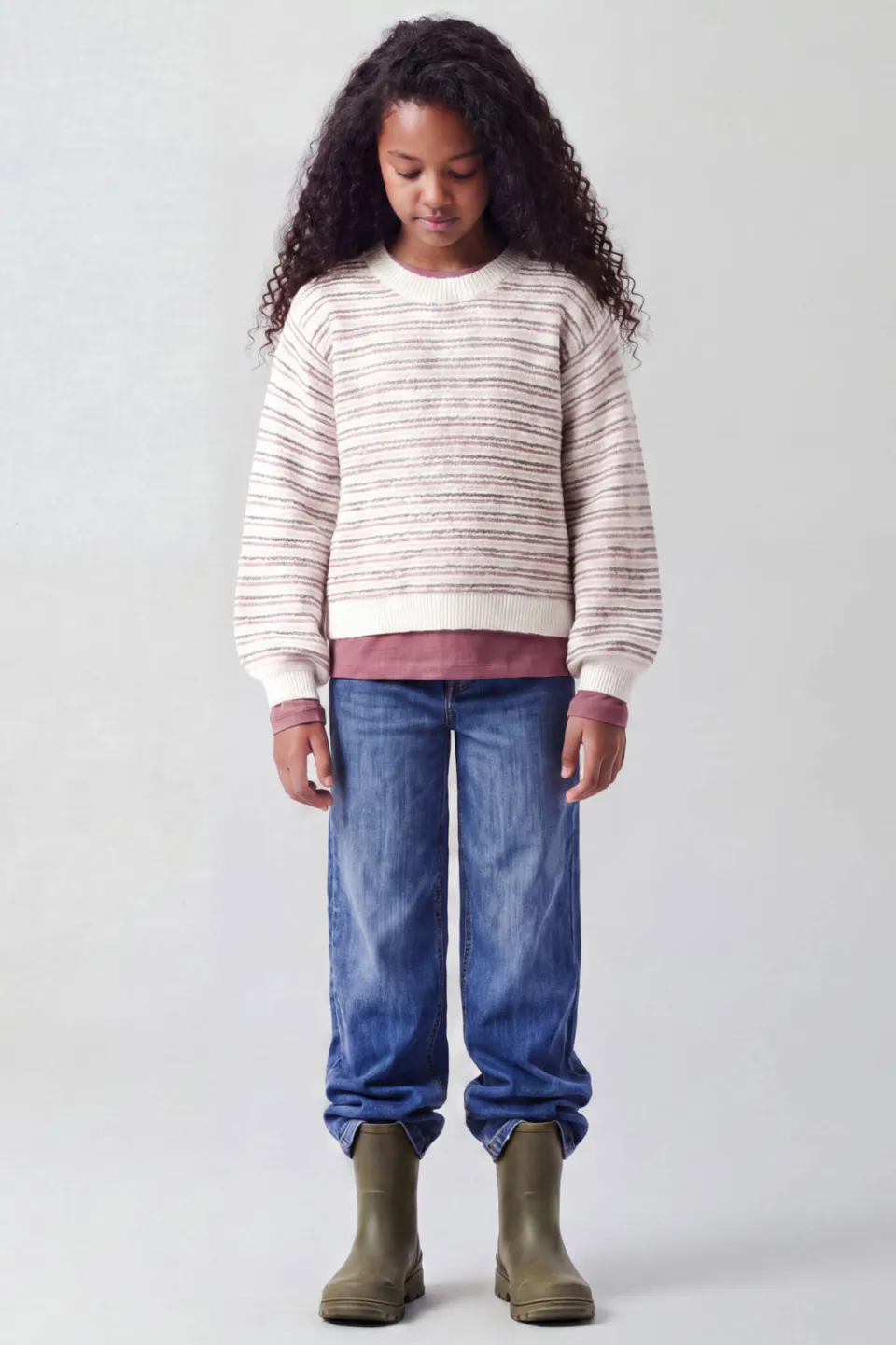 NAME IT KIDS gestreepte gebreide trui - wit, foto 4