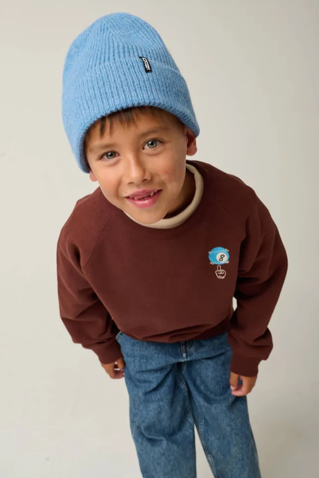 Tumble 'n Dry sweater met borduursels en backprint - donkerbruin