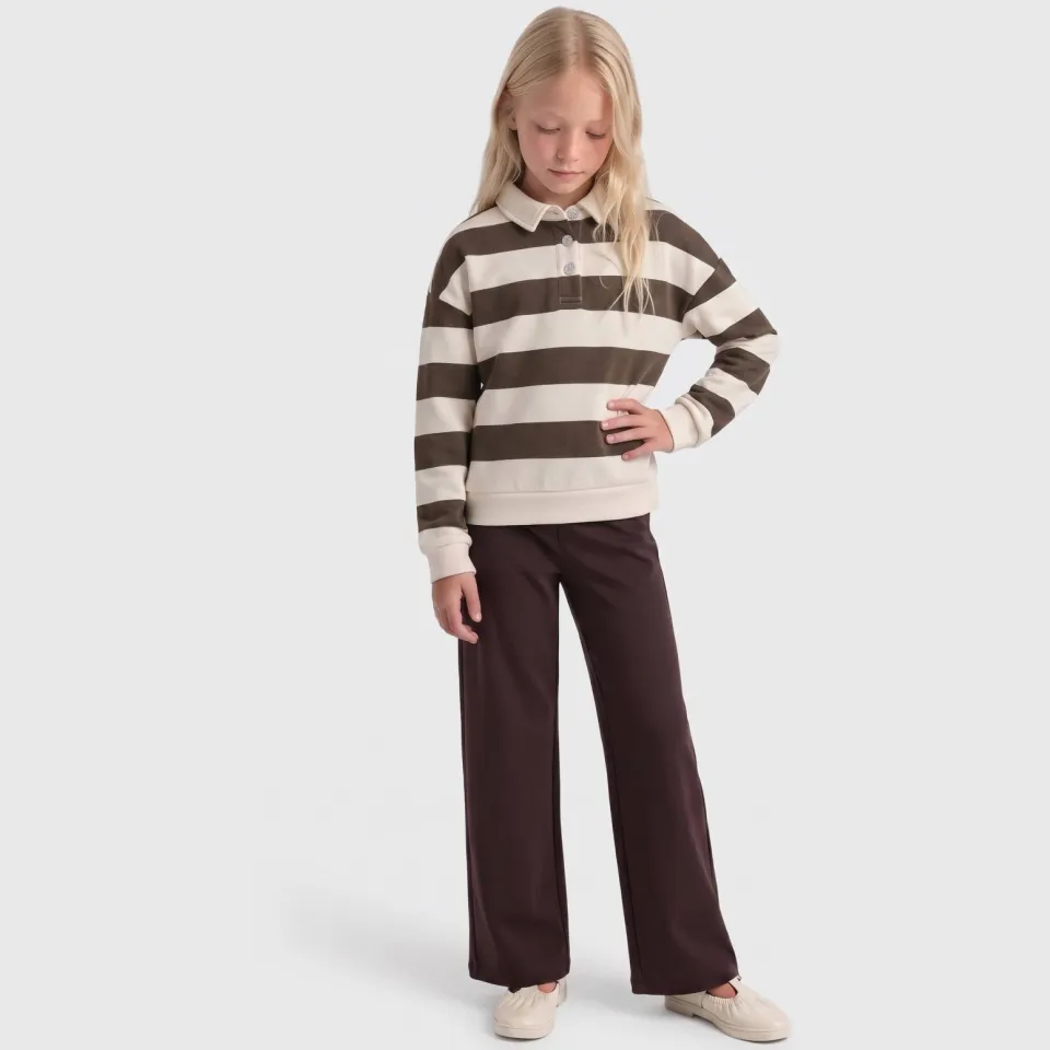 KIDS ONLY GIRL gestreepte sweater - ecru/donkerbruin, foto 4
