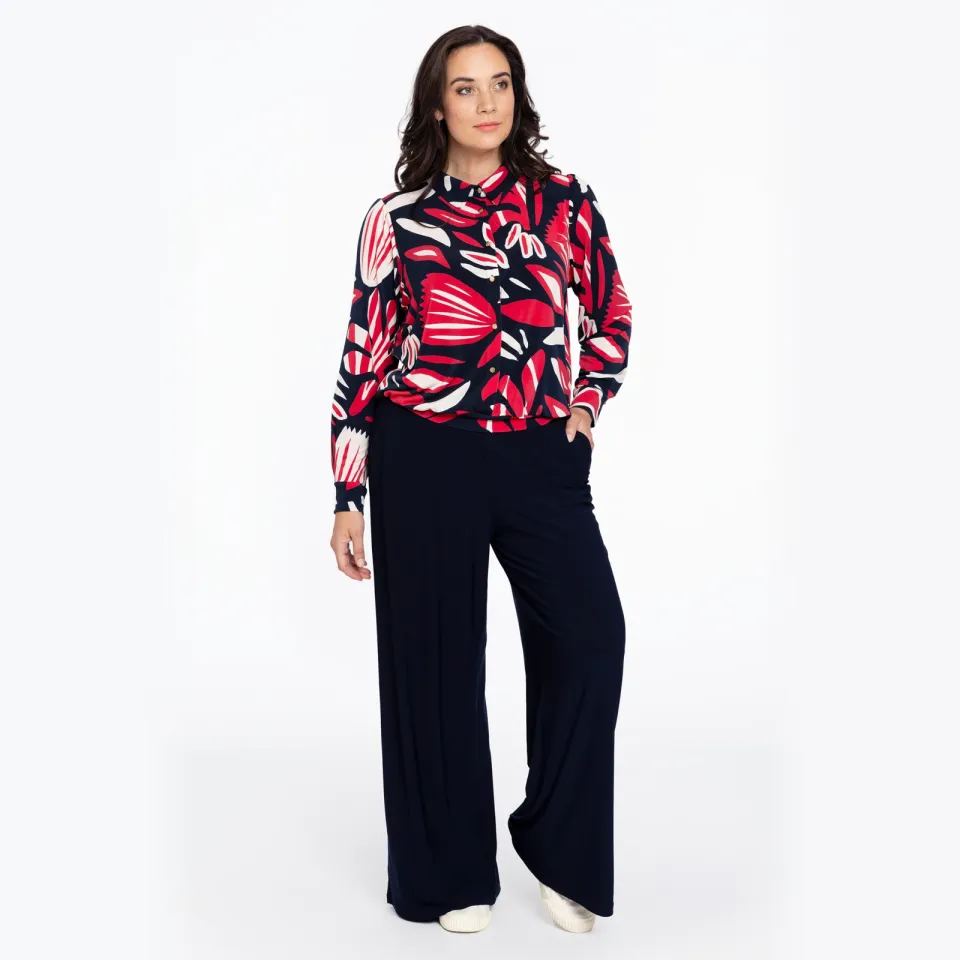 Yoek blouse Amelia met print blauw, foto 2