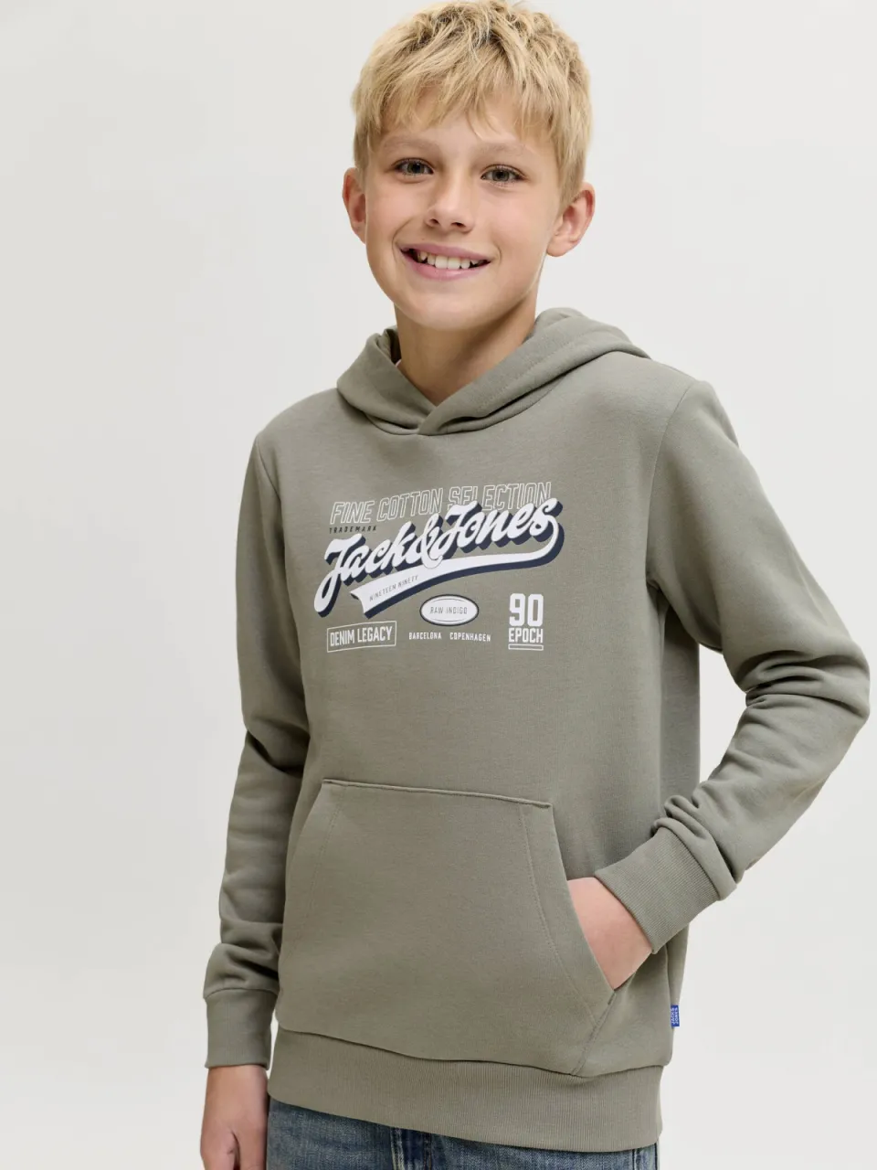 Jack & Jones JUNIOR hoodie met logo - grijsgroen, foto 4