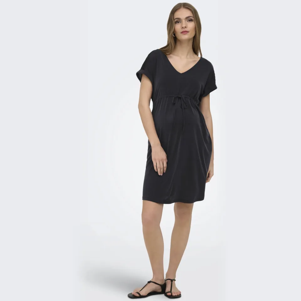 Only Maternity midi zwangerschapsjurk zwart