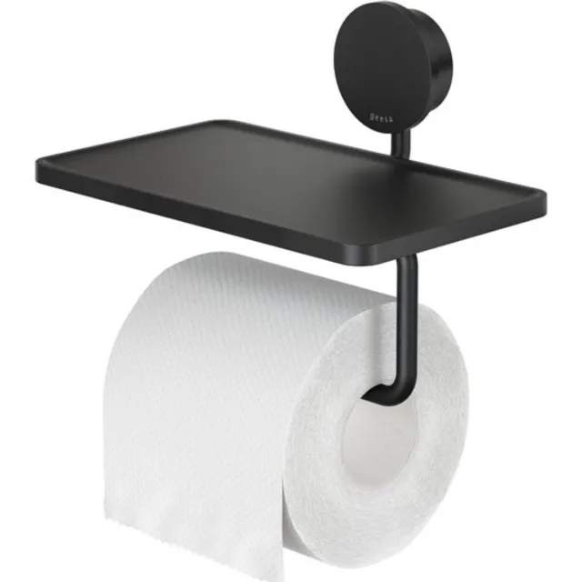 Geesa Opal toiletrolhouder met planchet zwart