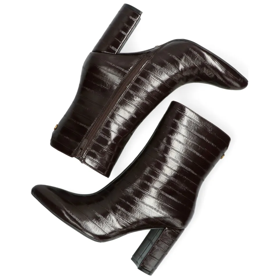Mexx Vida Indy imitatieleren enkellaarzen met blokhak - donkerbruin, foto 4
