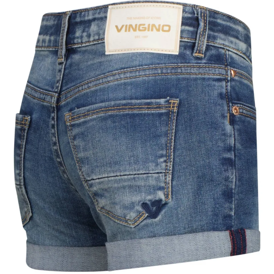 Vingino Damara icon jeansshort middenblauw mid blue wash, foto 3