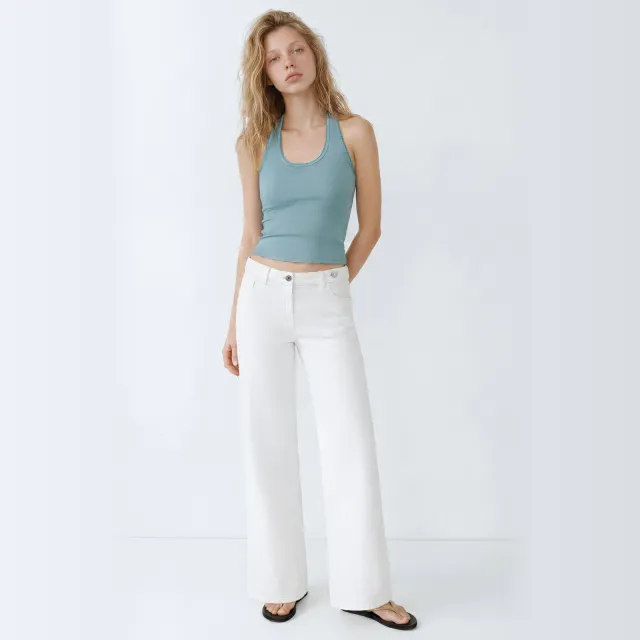 Mango haltertop blauw