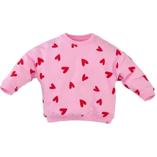 Z8 newborn katoenen sweater met hartjes - lichtroze/rood