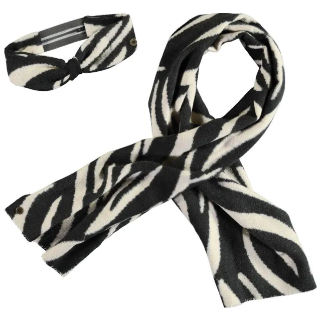 Like Flo sjaal met hoofdband zwart/wit