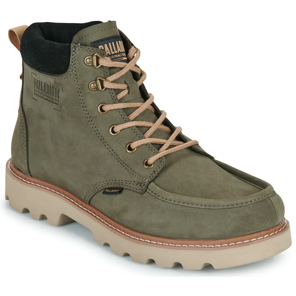 Palladium Trooperlite Grit Zip leren veterboots met profielzool - olijfgroen, foto 2