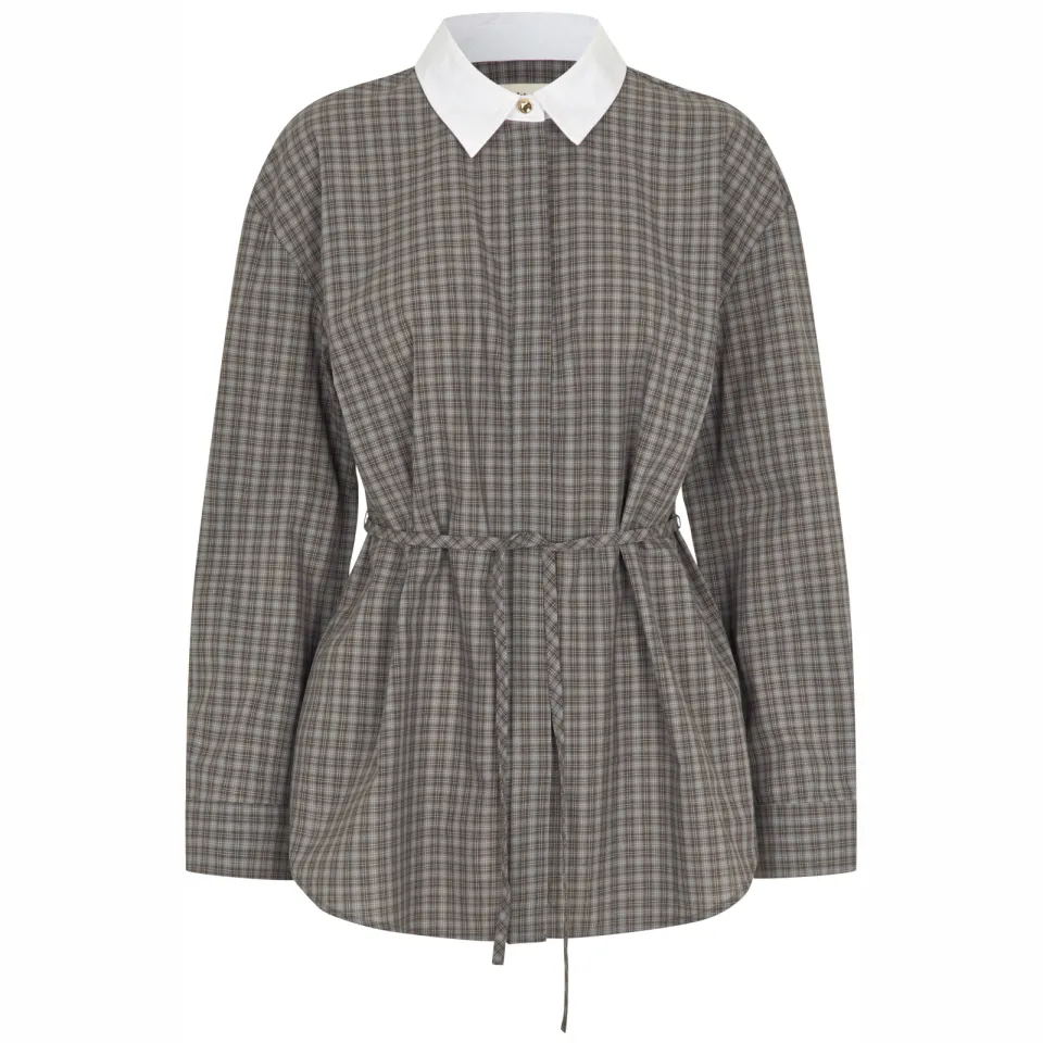 Modström getailleerde geruite blouse grijs, foto 3