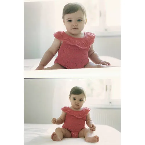 Mango Kids katoenen gehaakte romper met ruches - roze, foto 3