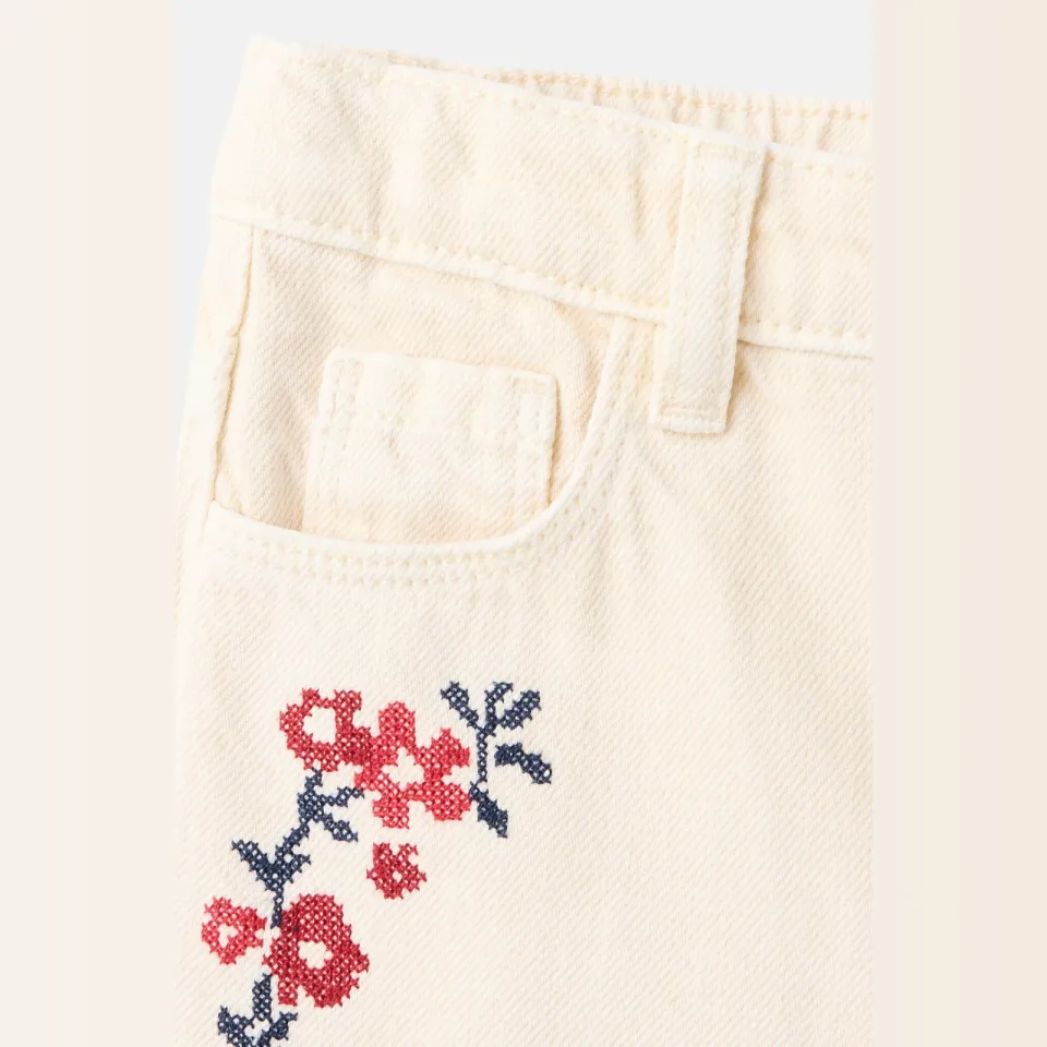 Mango Kids gebloemde wide leg jeans - beige, foto 3