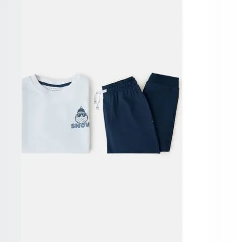 Mango Kids pyjama grijs/blauw, foto 3